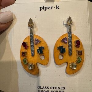 Piper K Artistic‎ Palette Earrings Glass Stones Pierced New